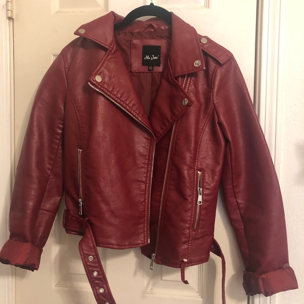 Red (faux) leather jacket